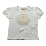 Please T-Shirt Girocollo Tinta Unita con Tulle per Neonata MB33030G73 BIANCO PLEASE 