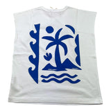 Zhoe &amp; Tobiah Einfarbiges Tanktop mit Kontrastdruck in Weiß für Jungen