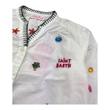 Saint Barth Camicia Manica Lunga Tinta Unita con Ricami per Bambina LIO0002 BIANCO SAINT BARTH 