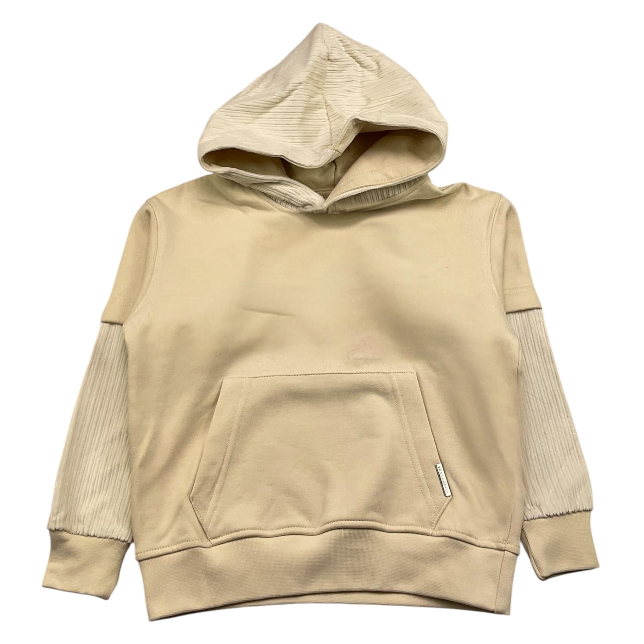 YES LONDON felpa chiusa con cappuccio tinta unita con maniche in contrasto Panna per Bambino JR5068 PANNA YES LONDON 