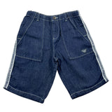 Emporio Armani Einfarbige Denim-Bermuda-Shorts mit Logo-Besatz Blau Für Jungen