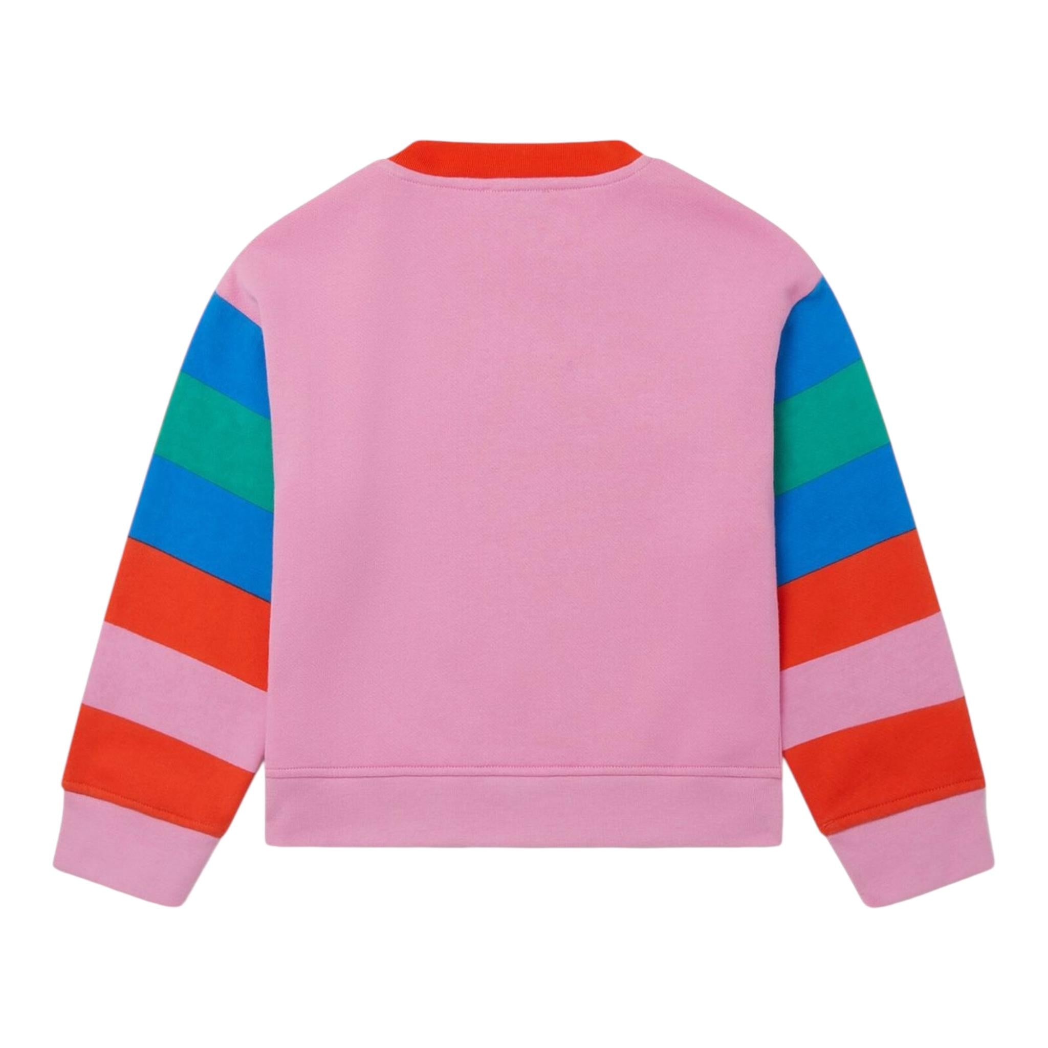 STELLA McCARTNEY felpa chiusa girocollo tinta unita con stampe in contrasto Rosa per Bambina TT4A20 ROSA STELLA McCARTNEY 