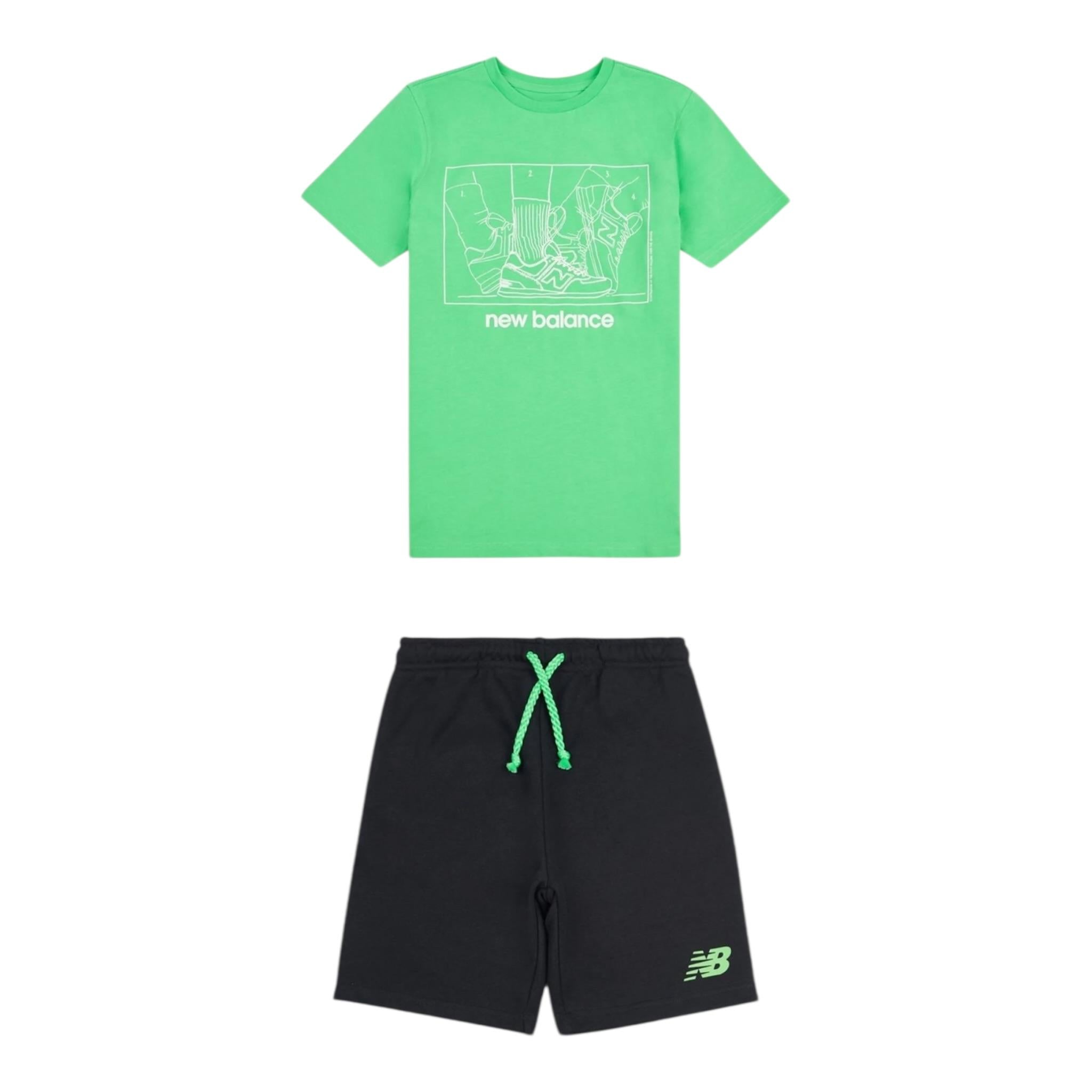 New Balance Completo 2 Pezzi T-Shirt-Bermuda Bicolore per Bambino LAKB0134 VERDE/NERO NEW BALANCE 