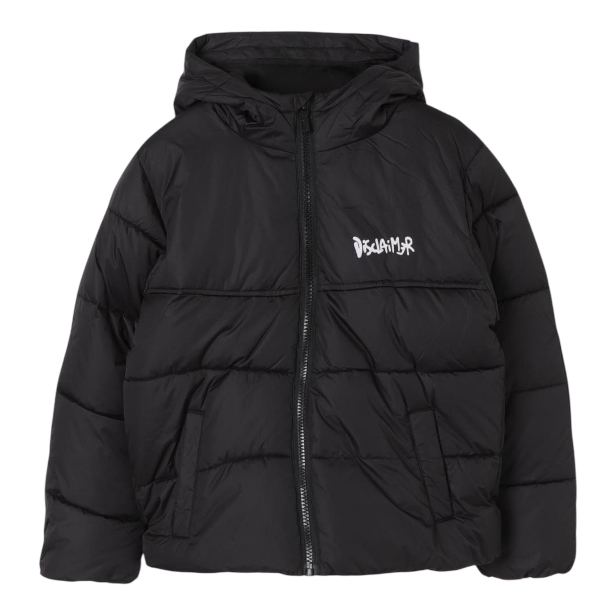 DISCLAIMER giubbino tinta unita con cappuccio e logo Nero per Bambino 24IDK58210 NERO DISCLAIMER 
