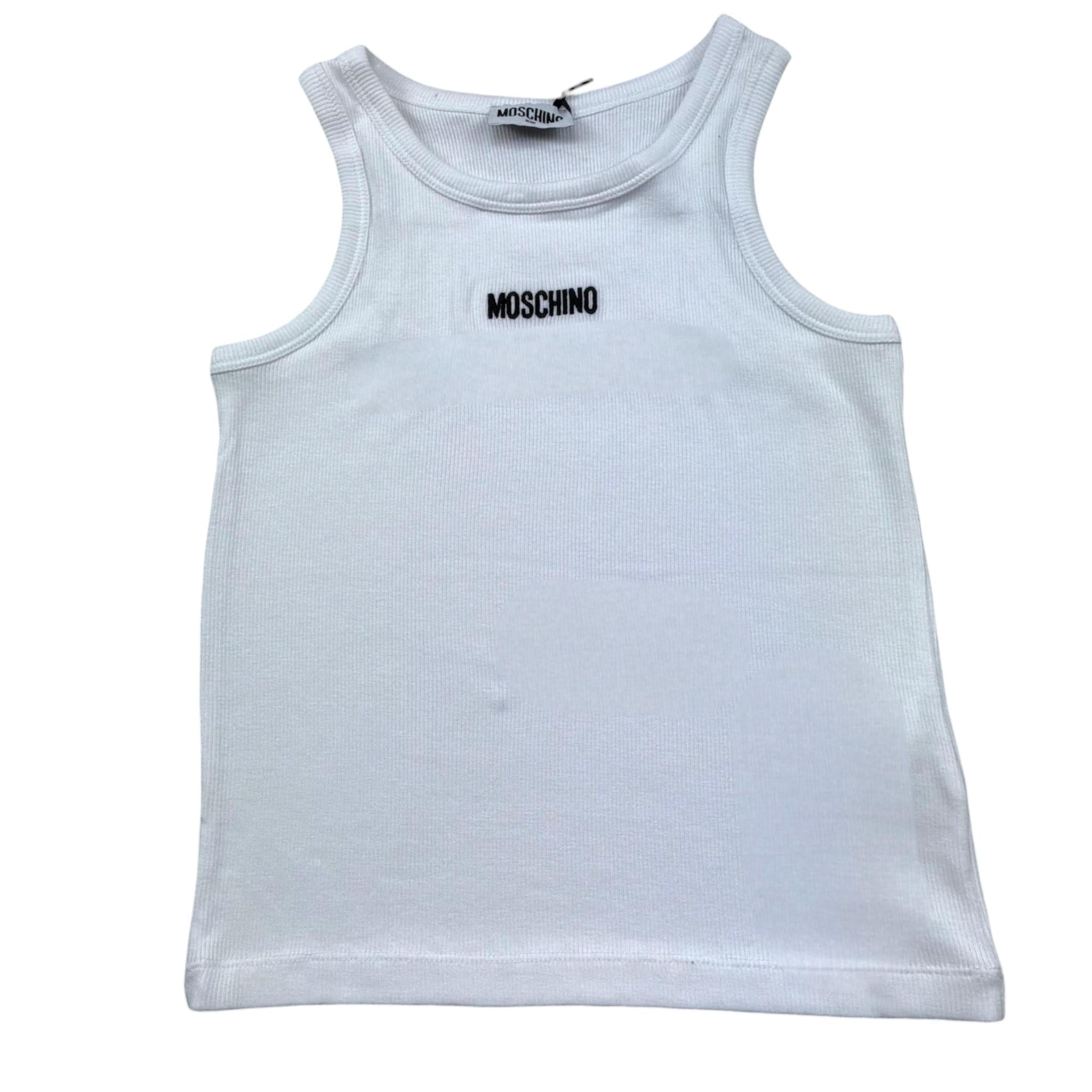 Moschino Canotta Tinta Unita con Stampa per Bambina HAM06M BIANCO MOSCHINO 