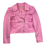 Twinset Einfarbige rosa Kunstlederjacke für Mädchen