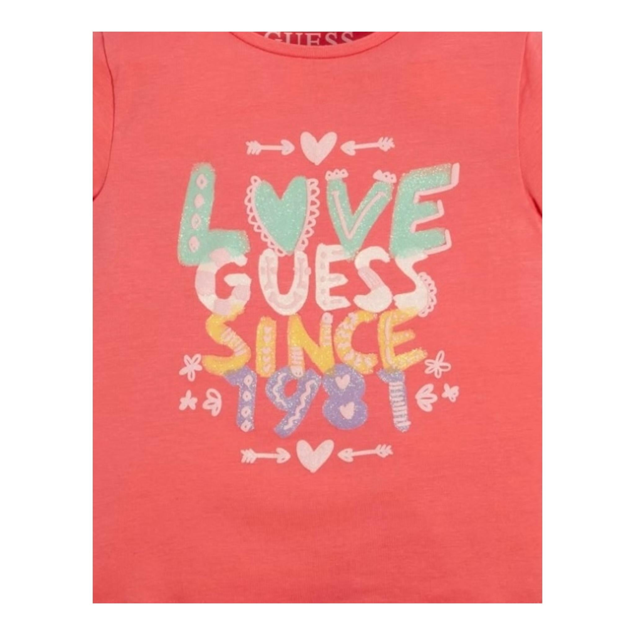 Guess T-Shirt Girocollo Tinta Unita con Stampa per Neonata K3GI01K6YW3 FUXIA GUESS 