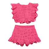 Abel & Lula Completo 2 Pezzi Traforato Top-Short per Bambina 5218 SALMONE ABEL & LULA 