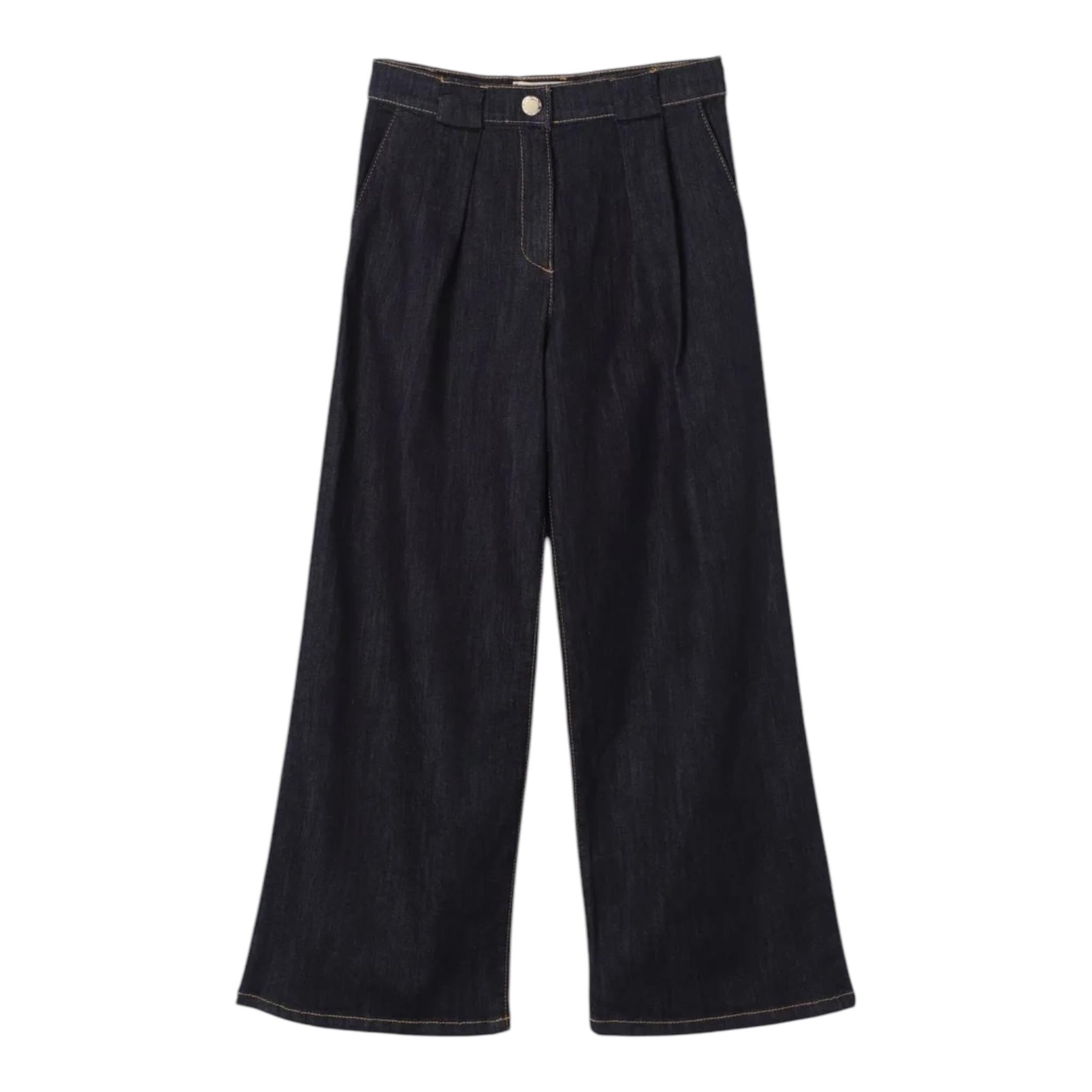 ELISABETTA FRANCHI jeans tinta unita modello palazzo con tasche america Blu per Bambina EFPA256 BLU ELISABETTA FRANCHI 