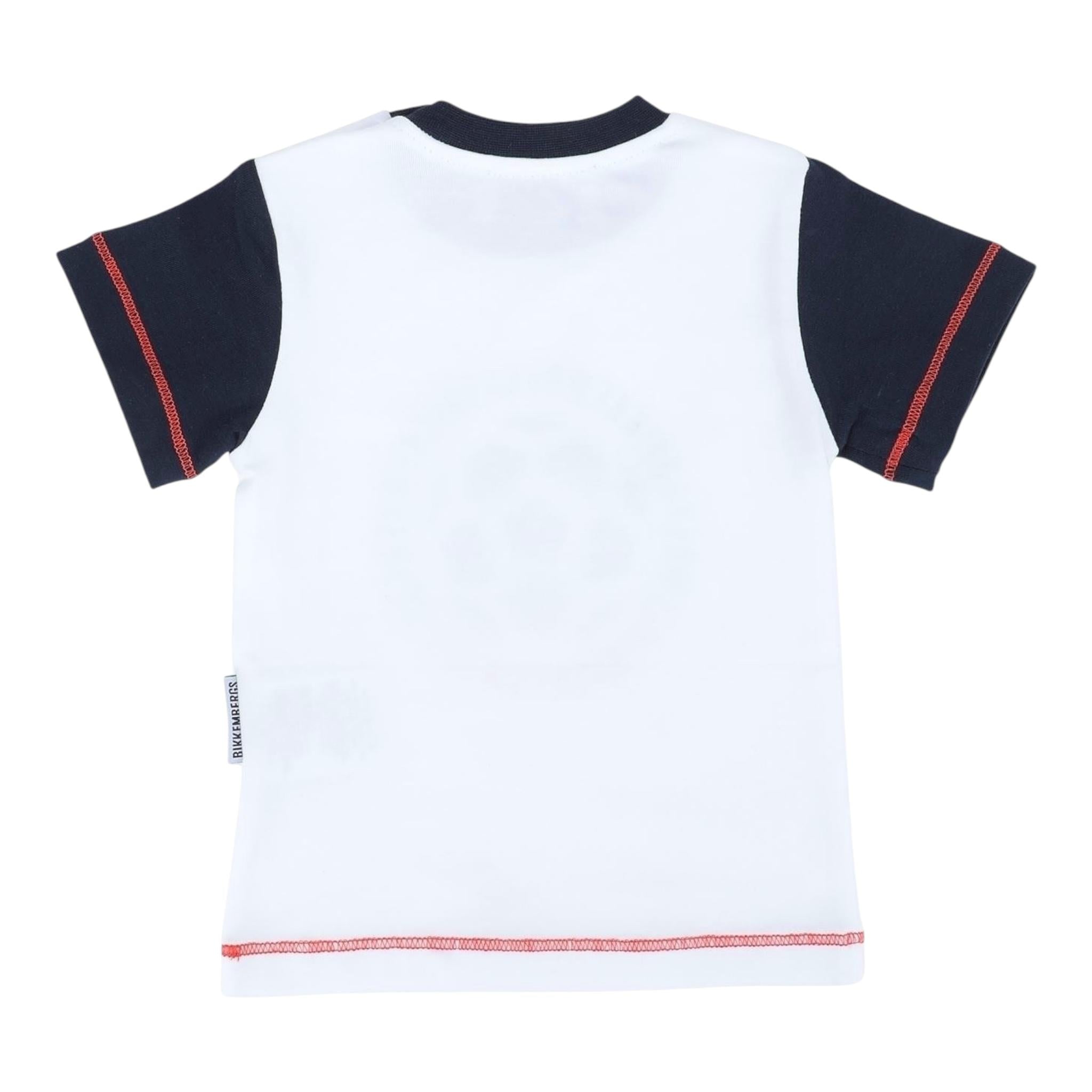 Bikkembergs T-Shirt Girocollo Tinta Unita con Maniche In Contrasto per Neonato BK1732 BIANCO BiKKEMBERGS 