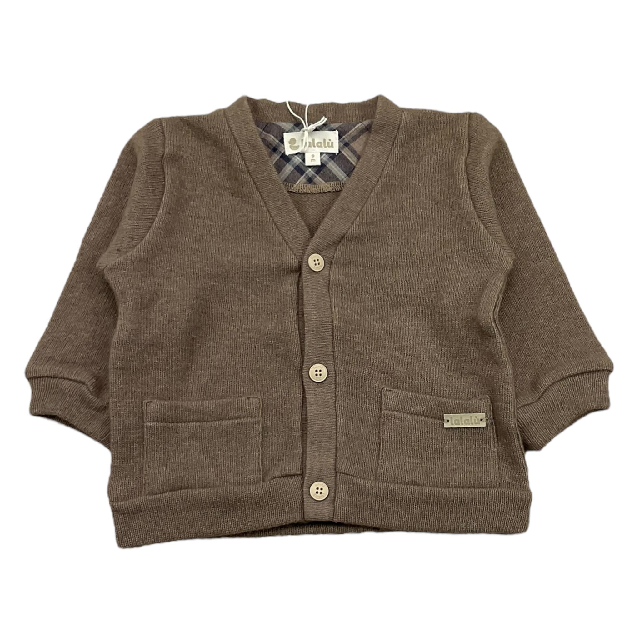 LALALU' cardigan tinta unita con taschini Tortora per Neonato MGL3N TORTORA LALALU' 