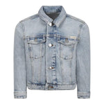 Calvin Klein Giubbino In Denim Tinta Unita con Bottoni per Bambina IB0IB02308 AZZURRO CALVIN KLEIN 