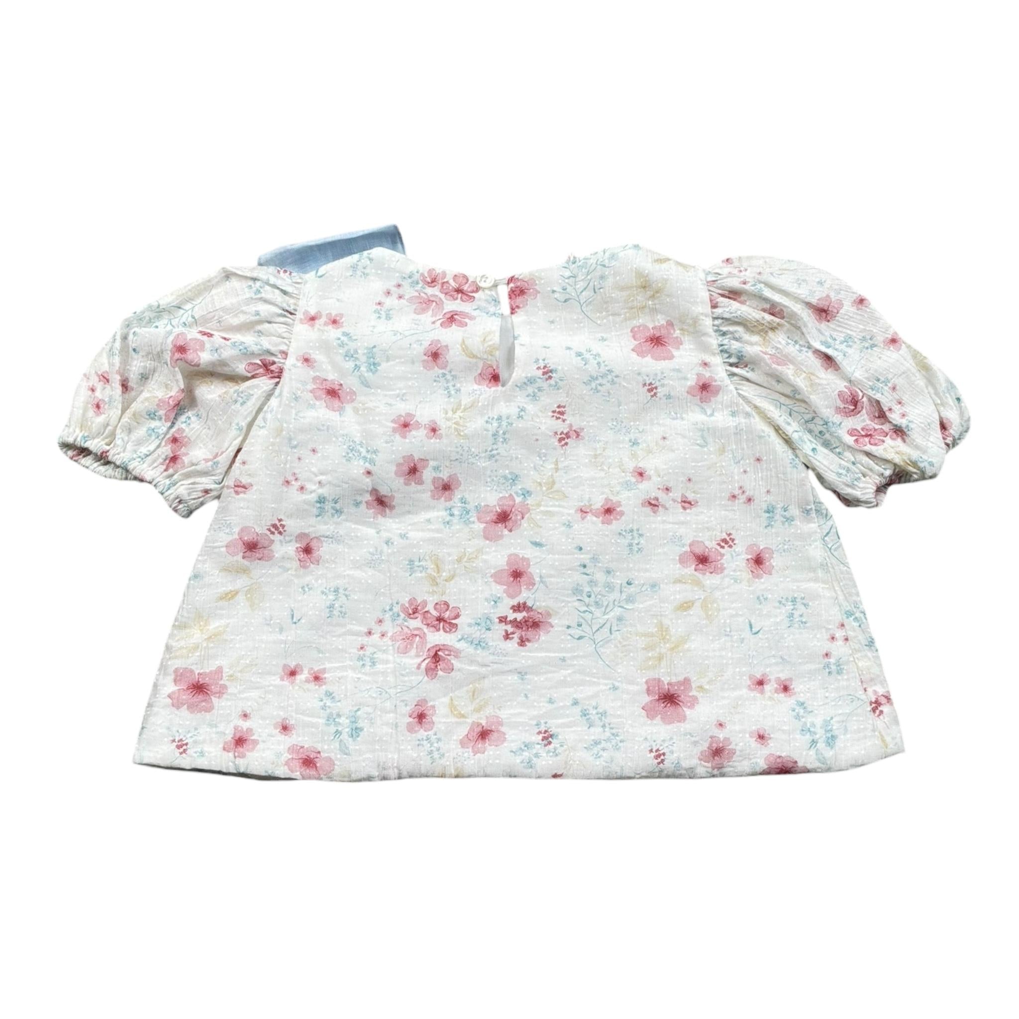 La Stupenderia Camicia Mezza Manica Tinta Unita Fantasia Floreale per Bambina TJTP94XJ BIANCO LA STUPENDERIA 