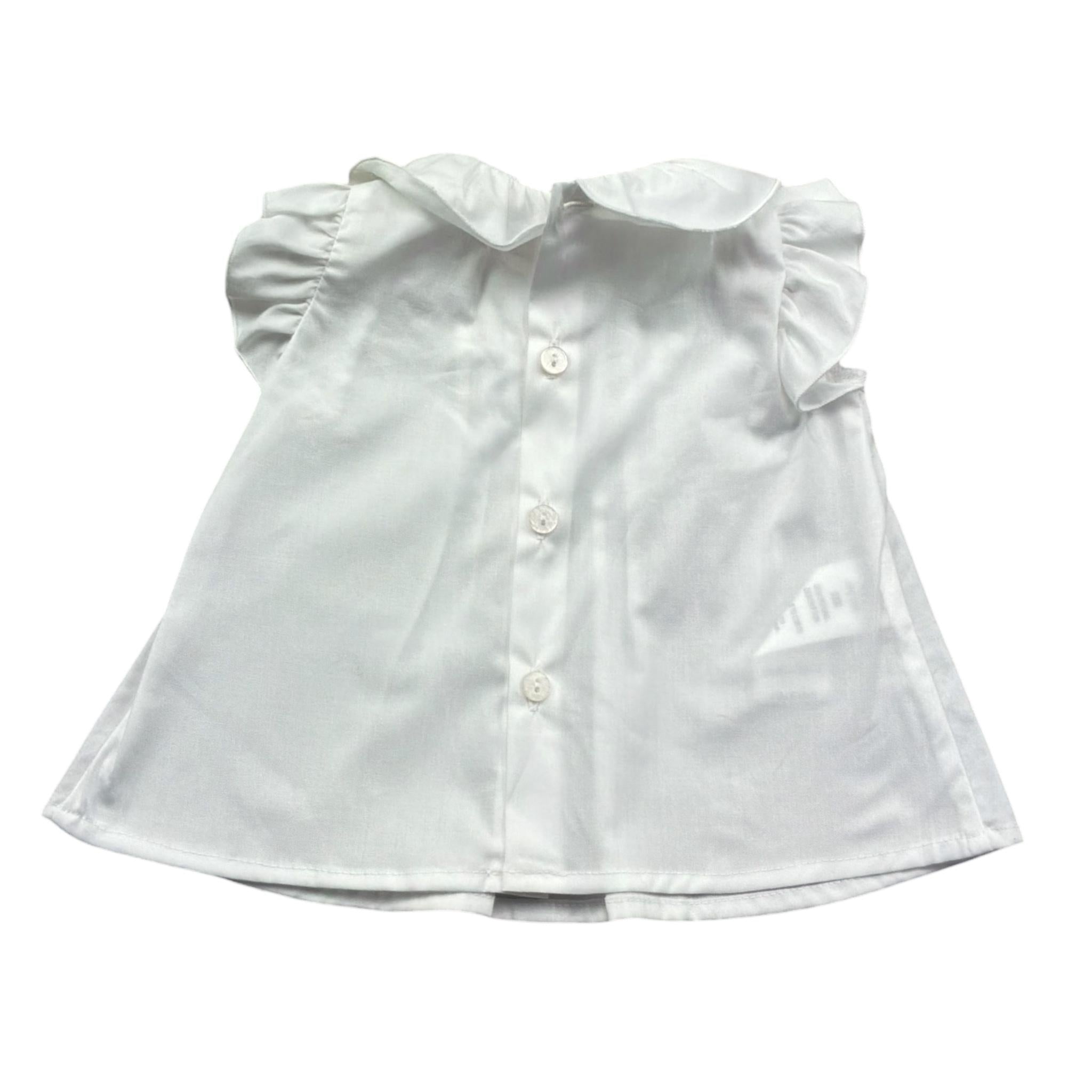 Le Bebe Camicia Giromanica Tinta Unita con Ricami per Neonata LBG6226 BIANCO LE BEBE 