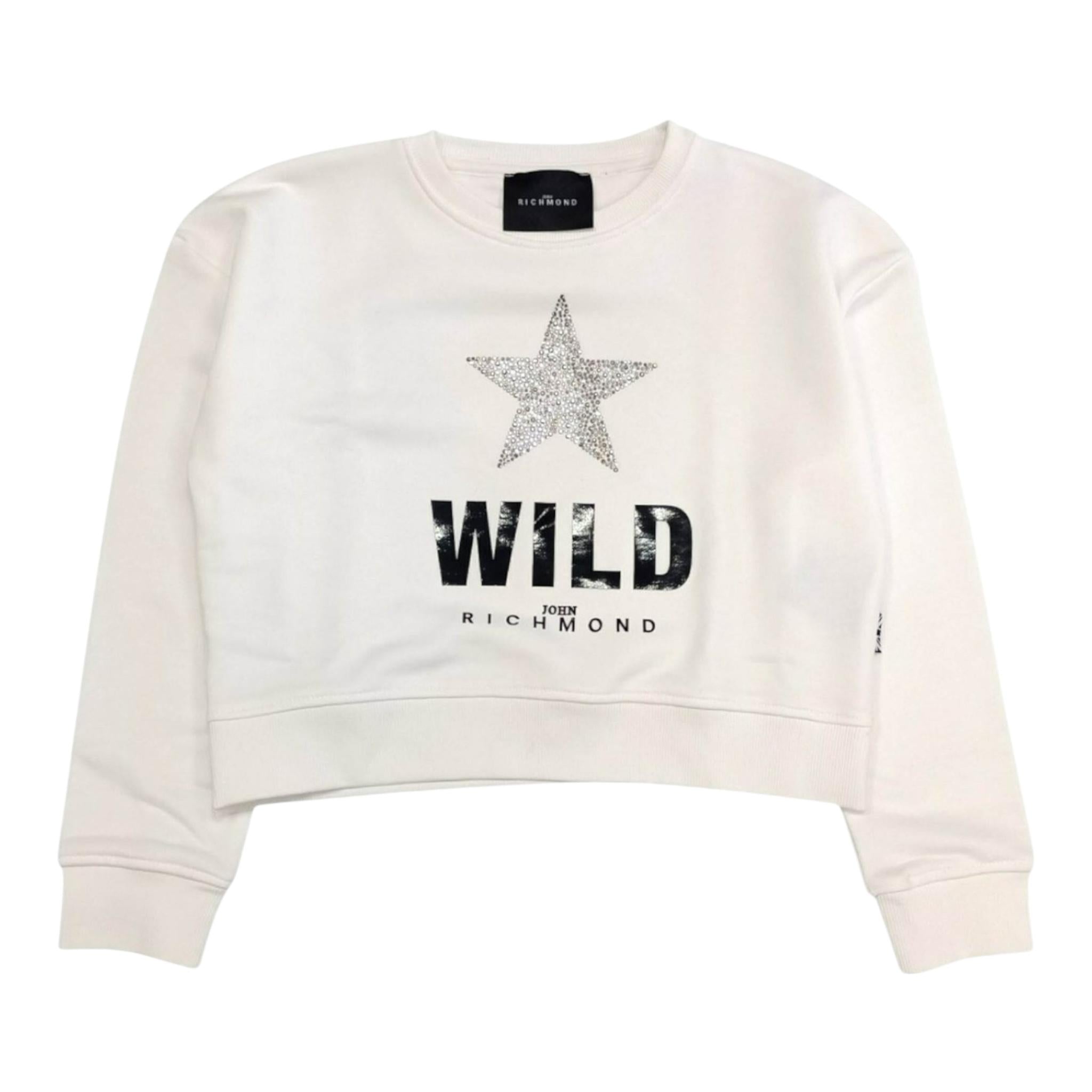 JOHN RICHMOND felpa chiusa girocollo tinta unita con stampa Bianco per Bambina RGA24013FEX BIANCO JOHN RICHMOND 
