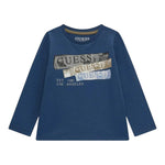 GUESS shirt girocollo tinta unita con stampa Blu per Neonato N4BI20I3Z14N BLU GUESS 