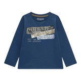 GUESS shirt girocollo tinta unita con stampa Blu per Neonato N4BI20I3Z14N BLU GUESS 