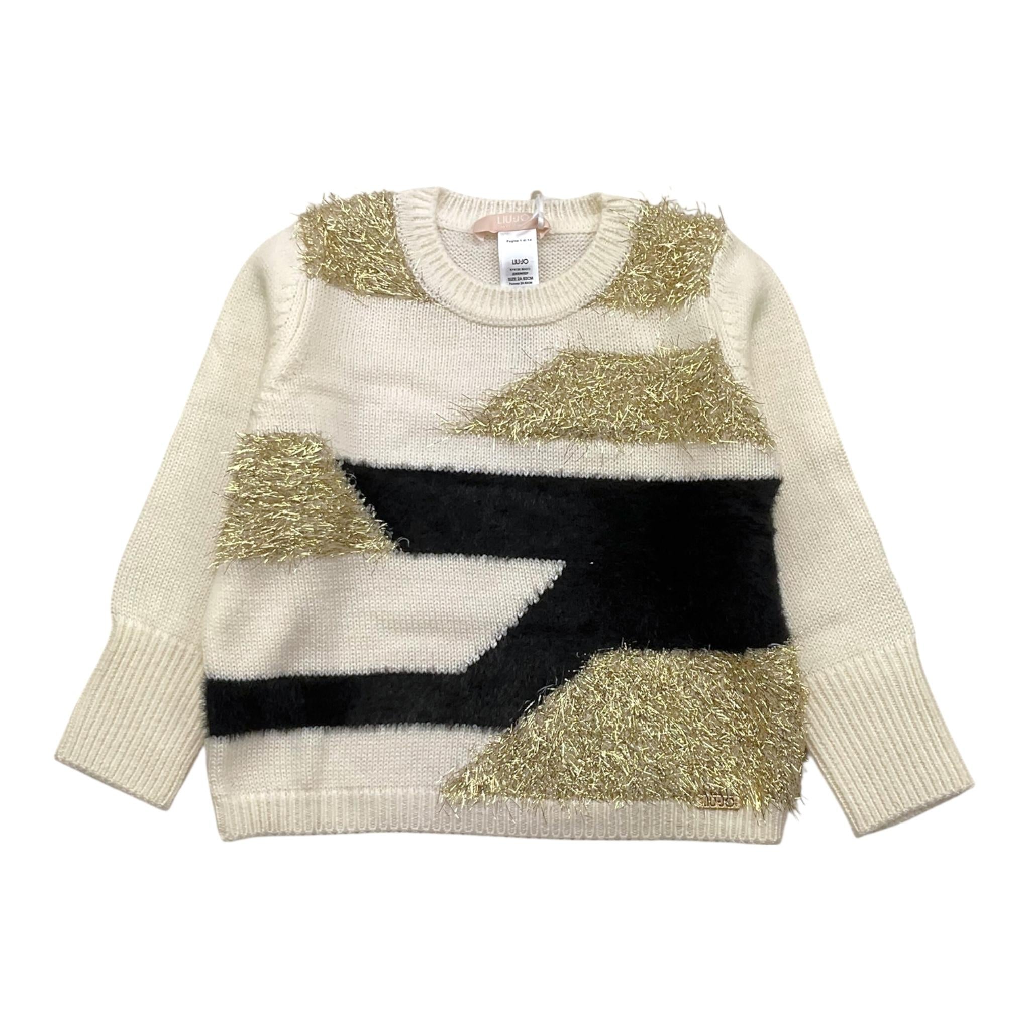 LIU JO maglia girocollo tinta unita con applicazioni Panna per Neonata KF4124 PANNA LIU JO 