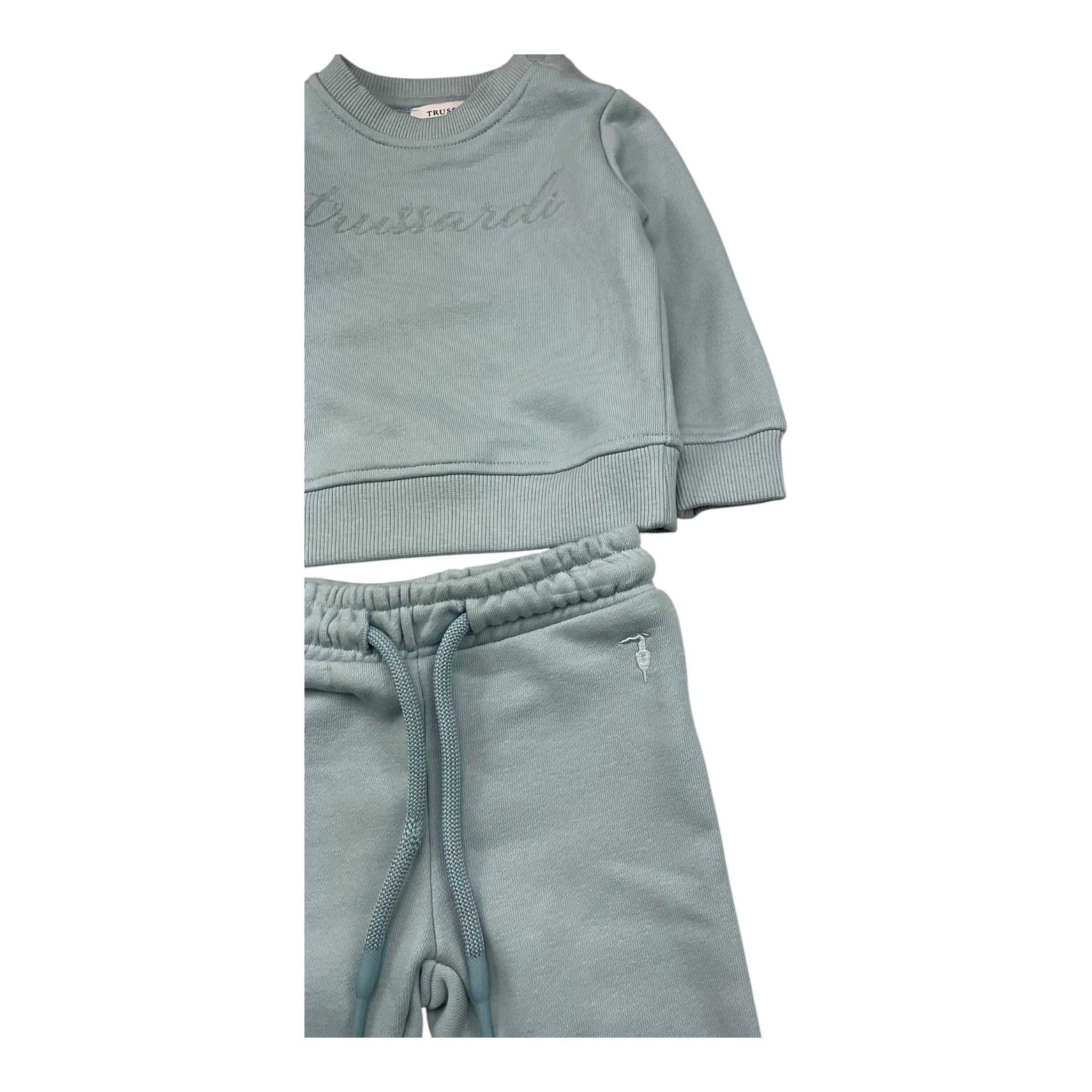TRUSSARDI completo 2 pezzi felpa-pantalone tinta unita Azzurro per Neonato TIA25001 AZZURRO TRUSSARDI 