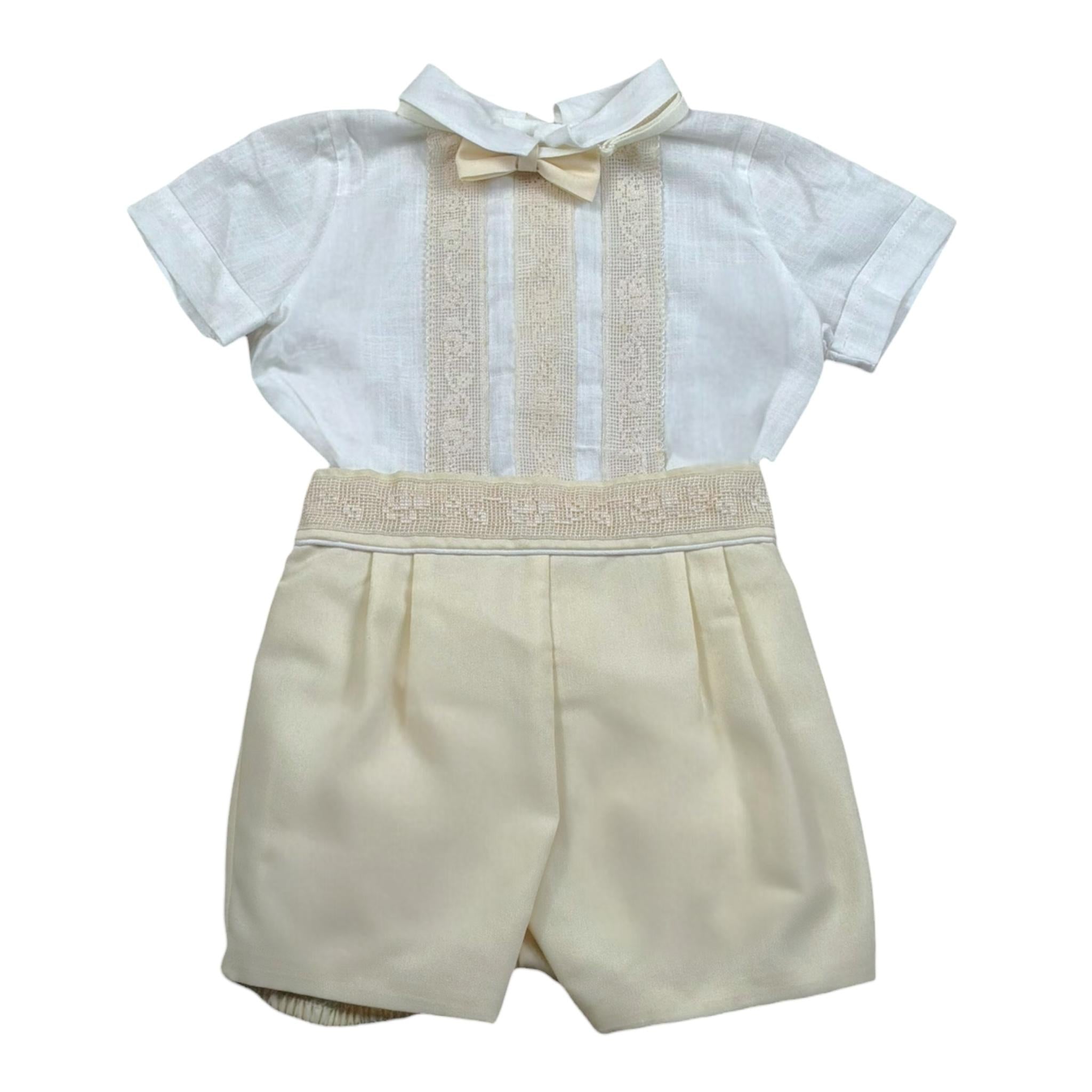 Pontoporponto Completo 3 Pezzi Camicia-Bermuda-Papillions per Neonato 5797 BIANCO/BEIGE PONTOPORPONTO 