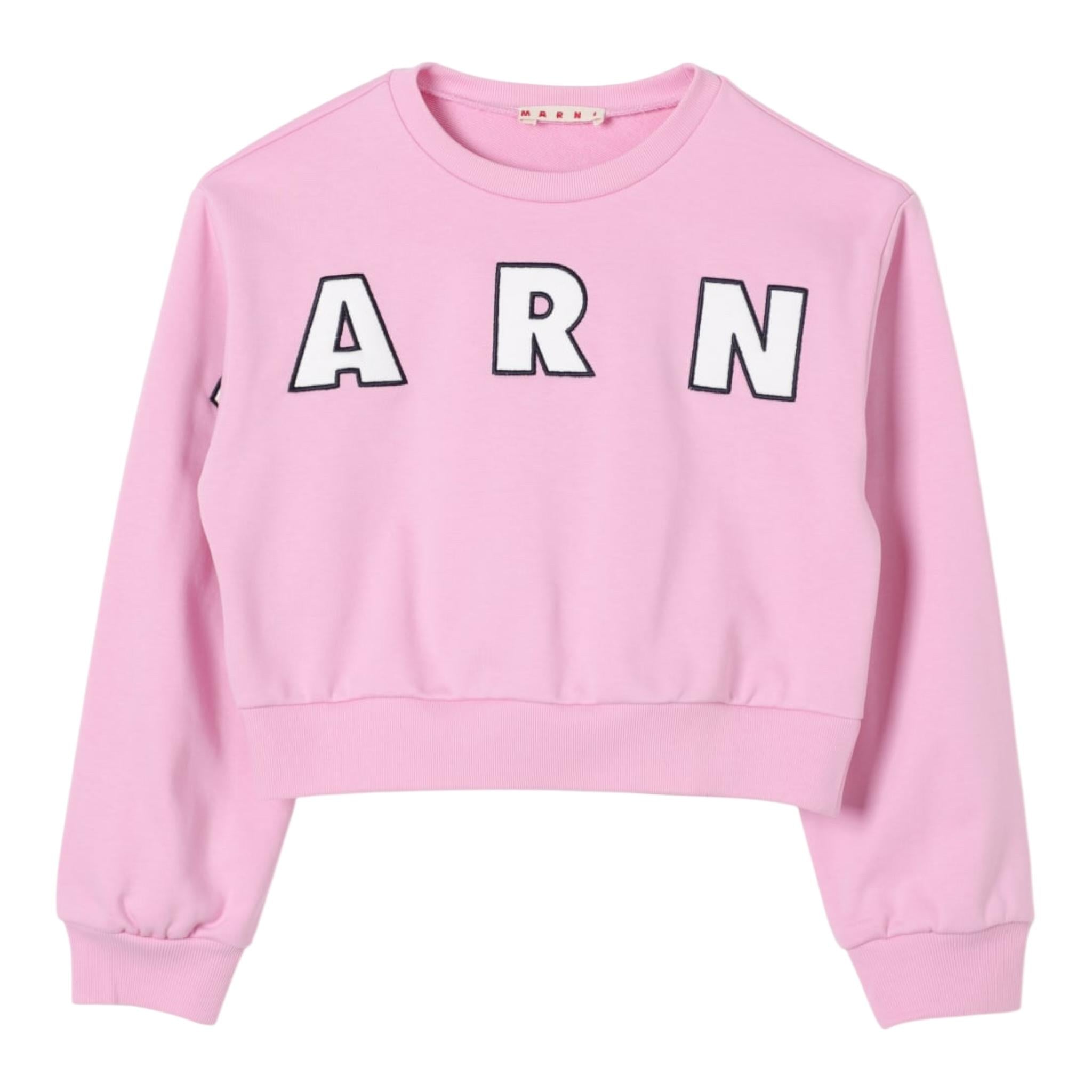 MARNI felpa girocollo tinta unita con stampa Rosa per Bambina M01193 ROSA MARNI 