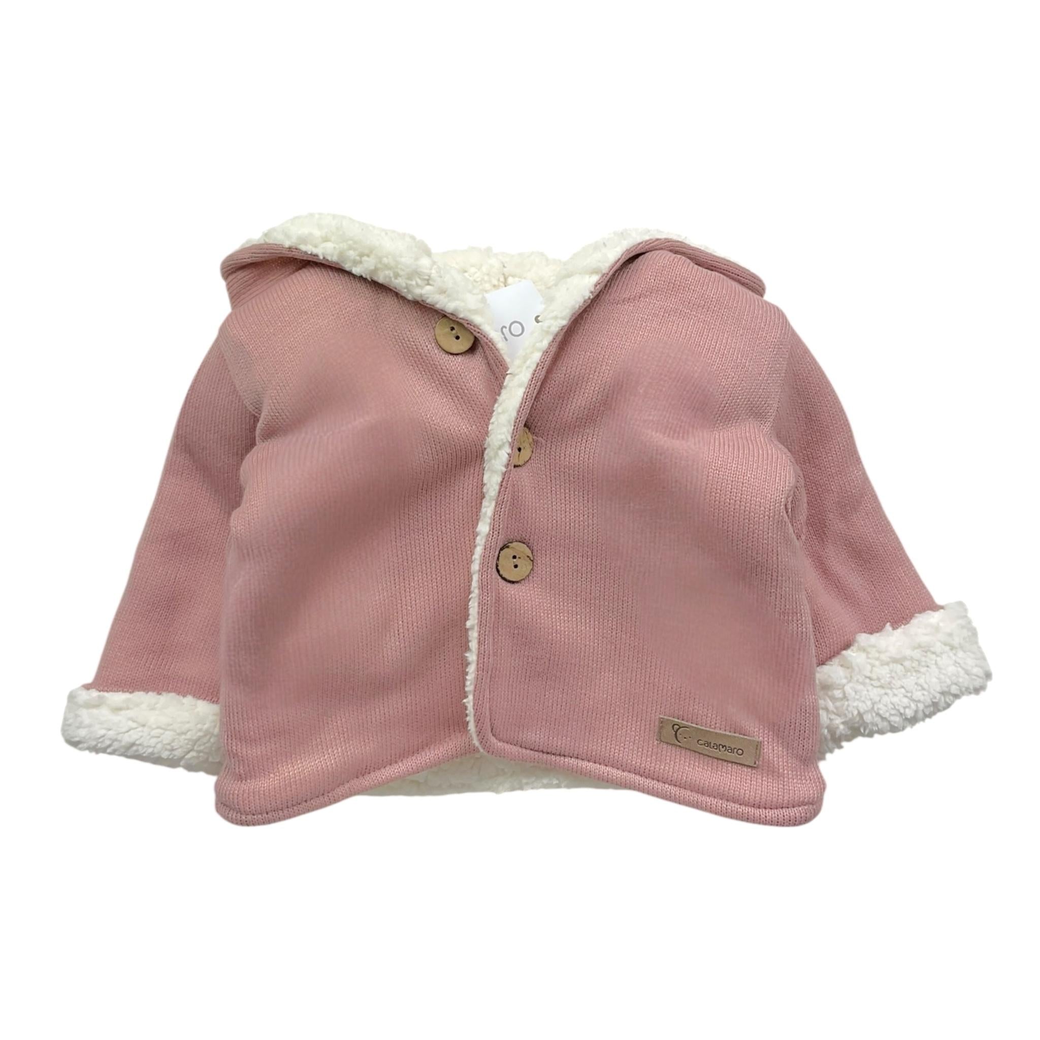 CALAMARO cappotto tinta unita con cappuccio e bottoni Rosa per Neonata 14006 ROSA CALAMARO 