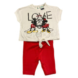 Kangaroo Complete 2-teiliges T-Shirt-Leggings Weiß/Rot für Baby Mädchen