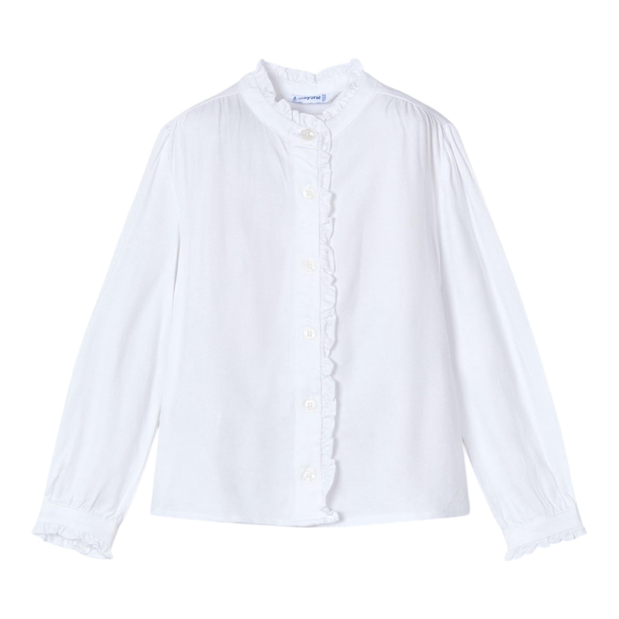MAYORAL camicia manica lunga tinta unita con rouches Bianco per Bambina 4105X BIANCO MAYORAL 