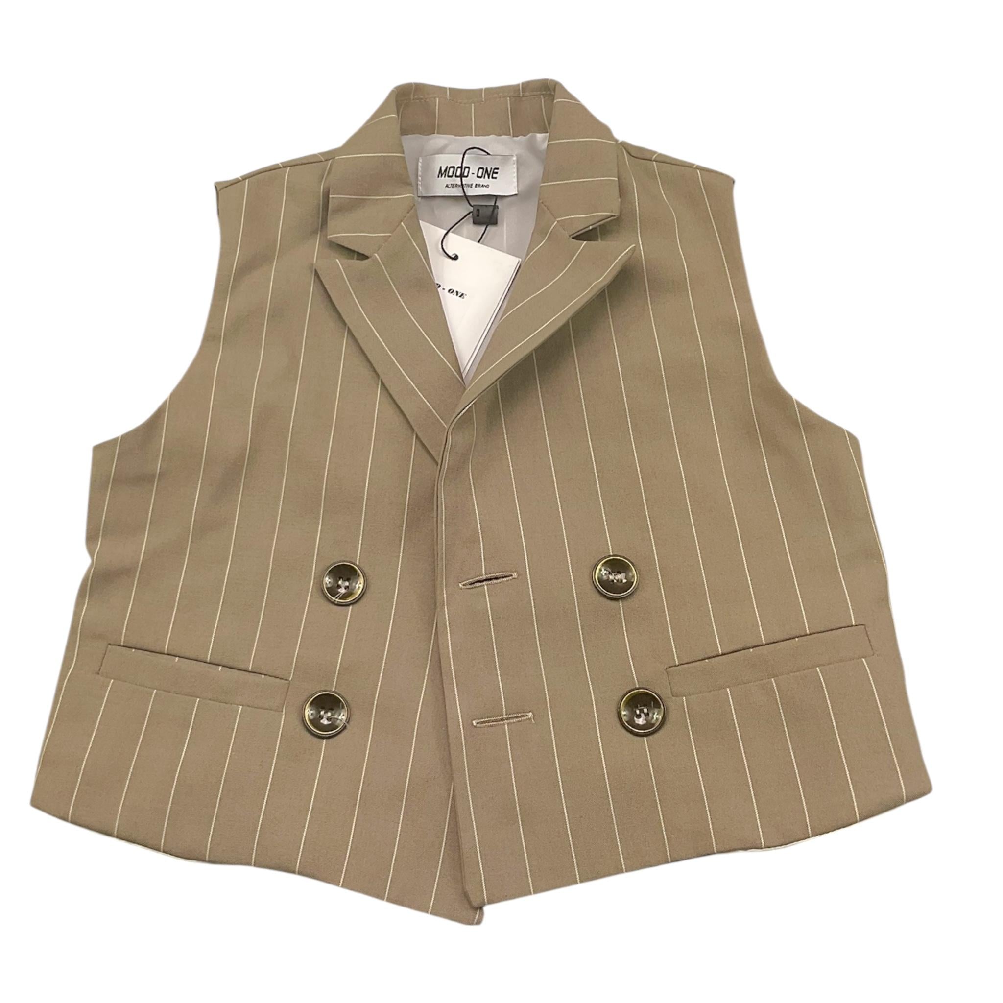 Mood_One Gilet Tinta Unita con Fantasia A Righe per Bambino BGILET FANGO MOOD_ONE 