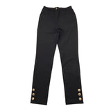 Relish Einfarbige Hose mit Kunstknopf und elastischer Taille Schwarz für Mädchen