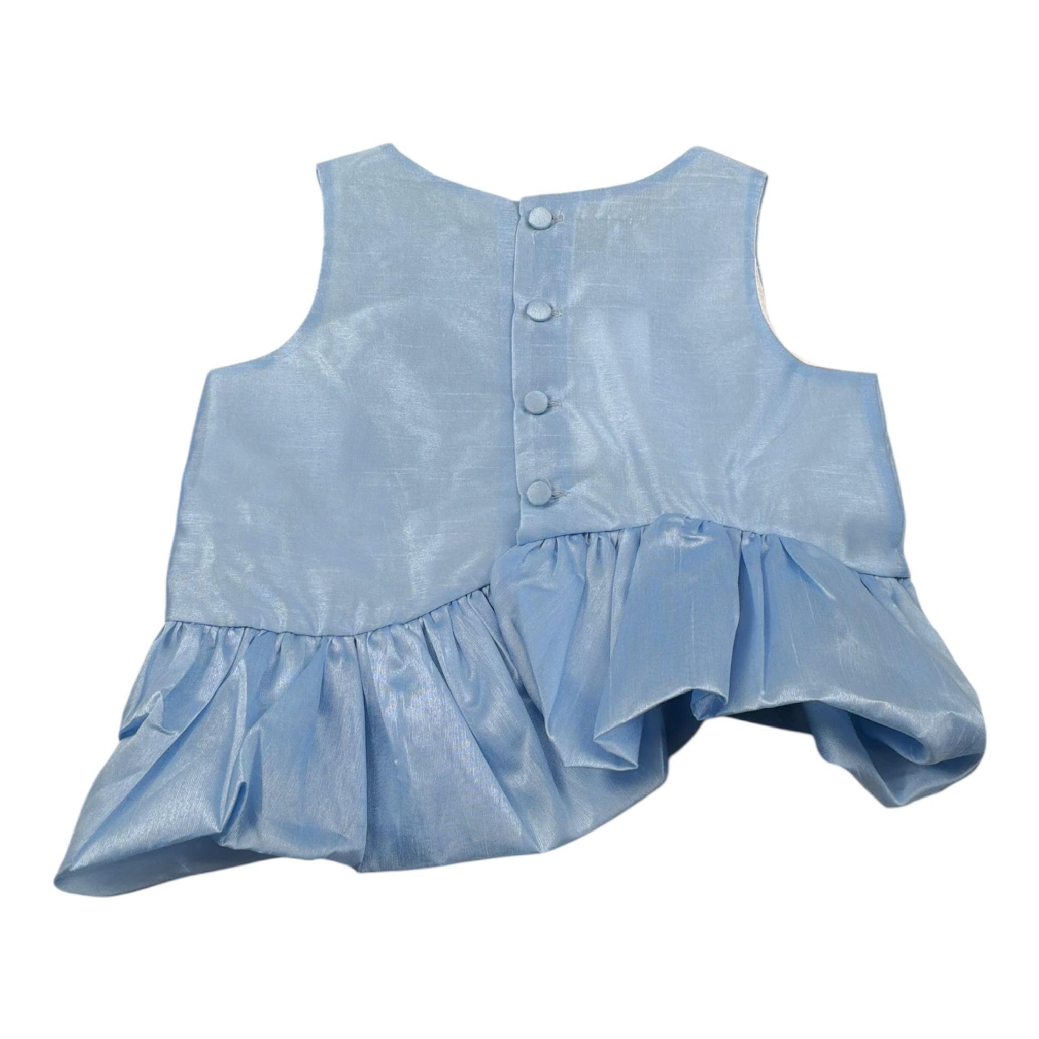 Miss Grant Top tinta unita con Rouches Azzurro per Bambina MG0724 AZZURRO MISS GRANT 