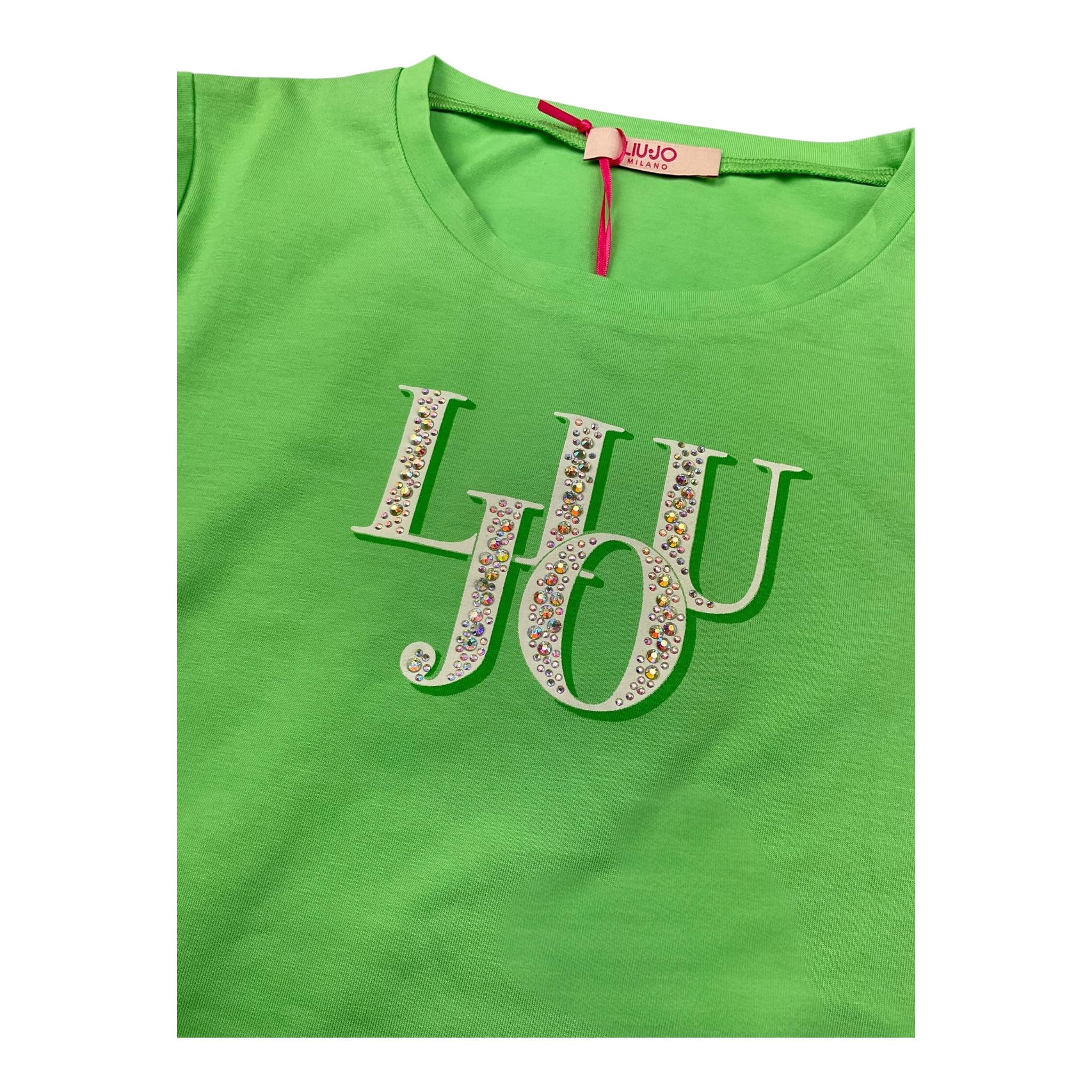Liu Jo T-Shirt Girocollo Tinta Unita con Logo per Bambina GA5116 VERDE LIU JO 