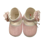 Lalalu‘ Schlichte Ballerinas mit Blume und rosa Riemen für Neugeborene