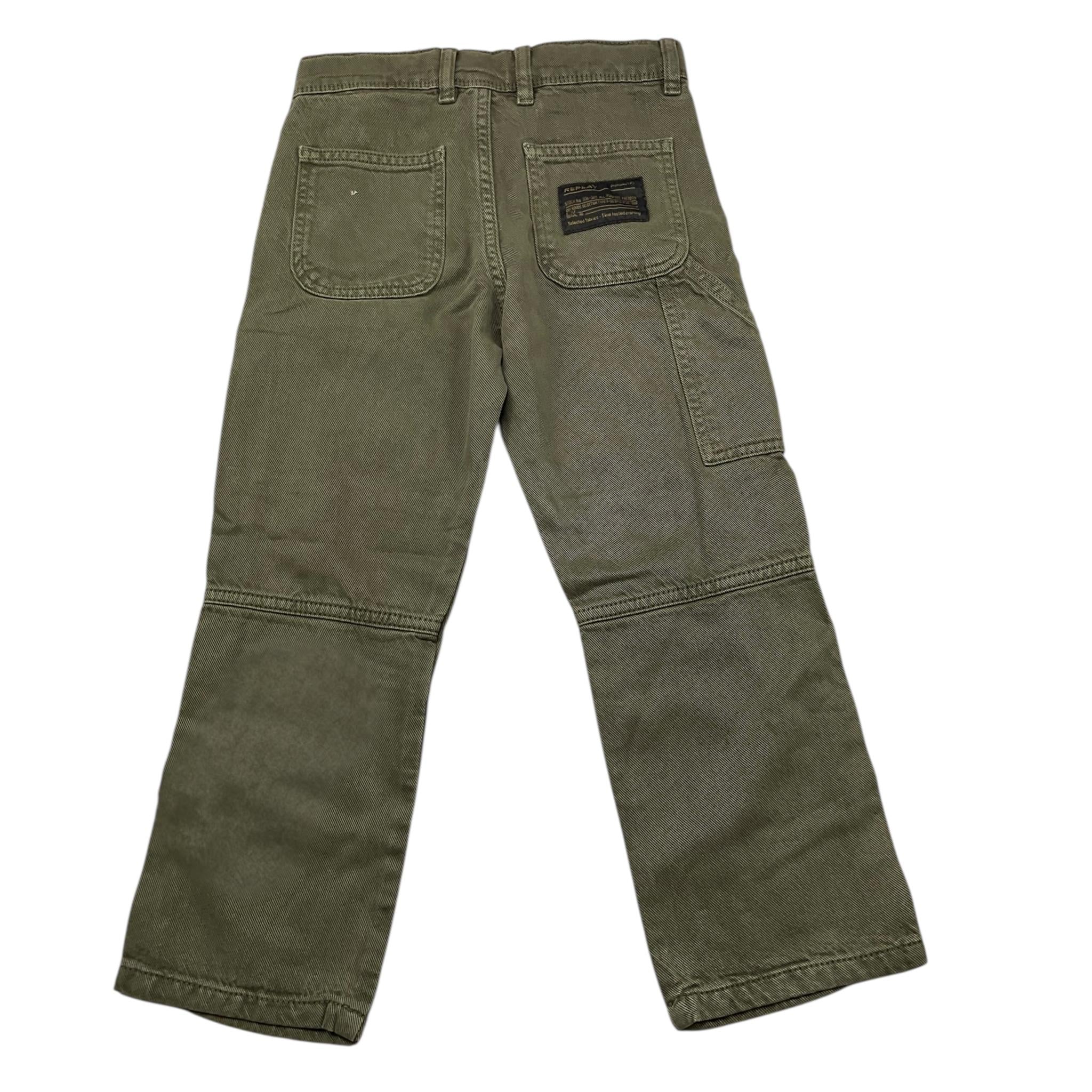 REPLAY pantalone tinta unita con girovita regolabile Verde per Bambino SB9074 VERDE REPLAY 