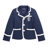 Ralph Lauren Einfarbige Jacke mit Knöpfen und Kontrastbesatz Blau für Mädchen