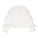 Elisabetta Franchi Langarm-Shirt mit Rüschen in Uni-Farbe Weiß für Mädchen
