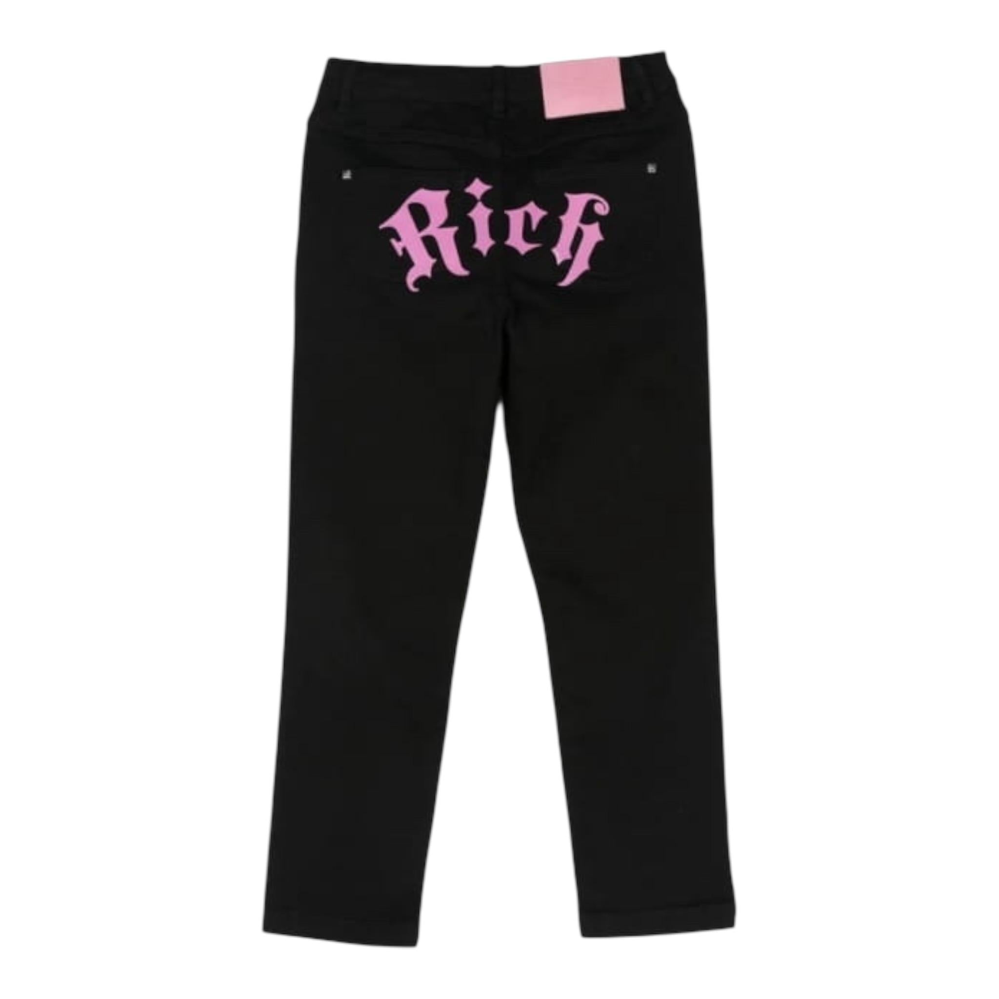 JOHN RICHMOND jeans tinta unita con stampa Nero per Bambina RGA24130JEXXX NERO JOHN RICHMOND 