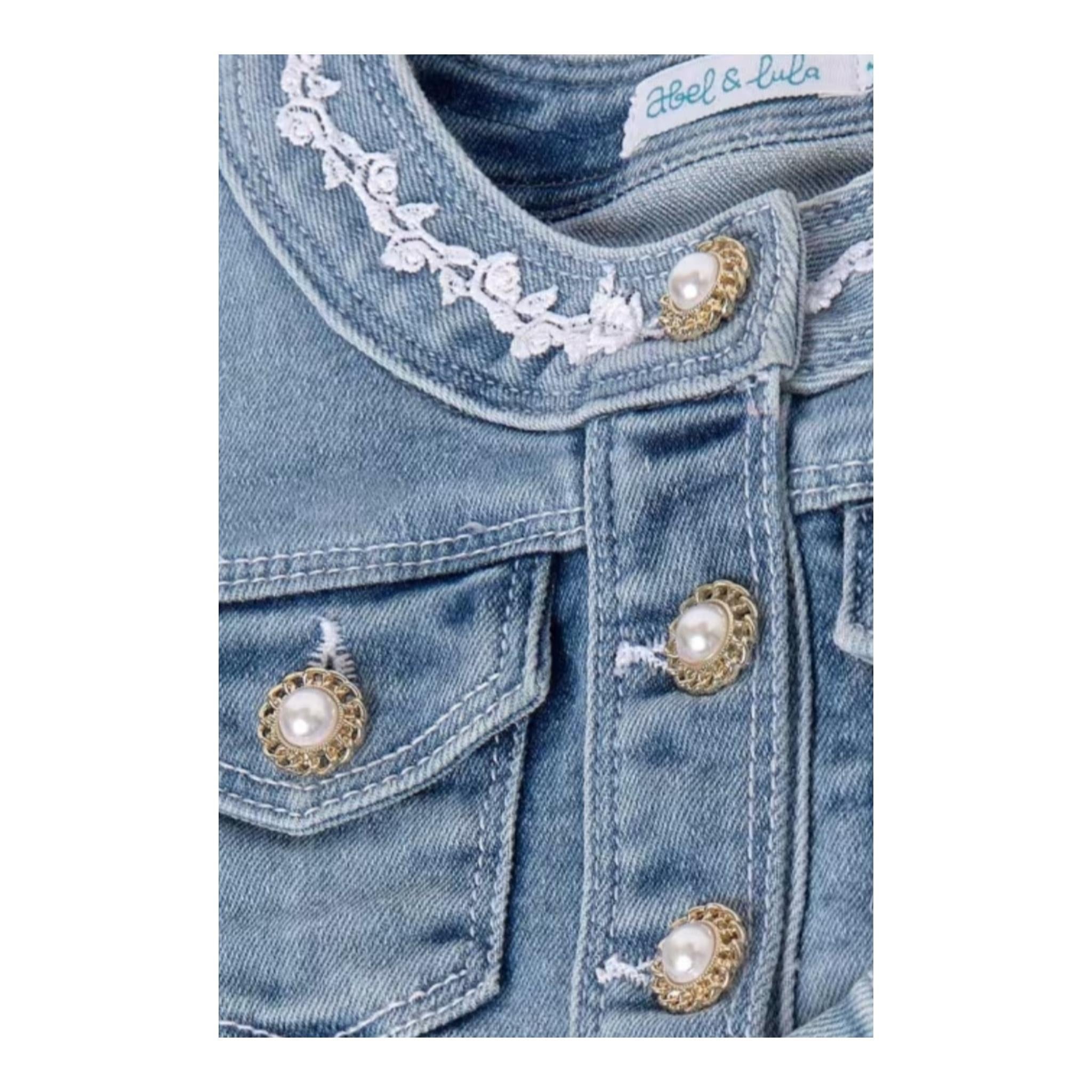 Abel & Lula Giubbino In Denim Tinta Unita con Ricami per Bambina 5369 BLU ABEL & LULA 