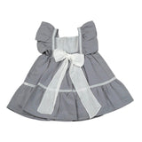 Babidu Abito Tinta Unita con Fiocco per Neonata 91405 GRIGIO BABIDU 