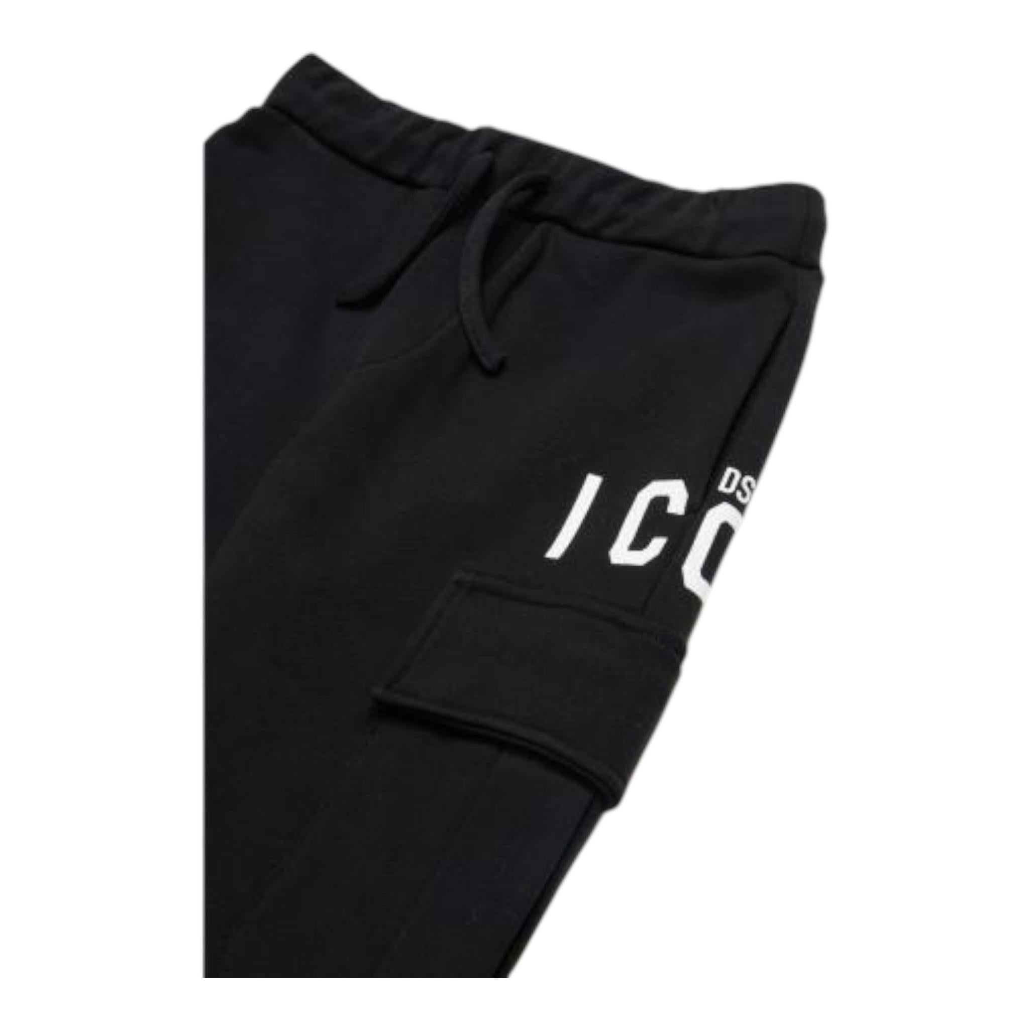 DSQUARED2 pantalone modello tuta tinta unita con stampa Nero per Bambino DQ2669 NERO DSQUARED2 