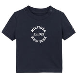 Tommy Hilfiger T-Shirt Girocollo tinta unita con Logo Blu per Neonato KN0KN01964 BLU TOMMY HILFIGER 