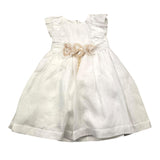 Marlu‘ Einfarbiges Kleid mit halblangen Ärmeln und cremefarbenem Gürtel für Babymädchen