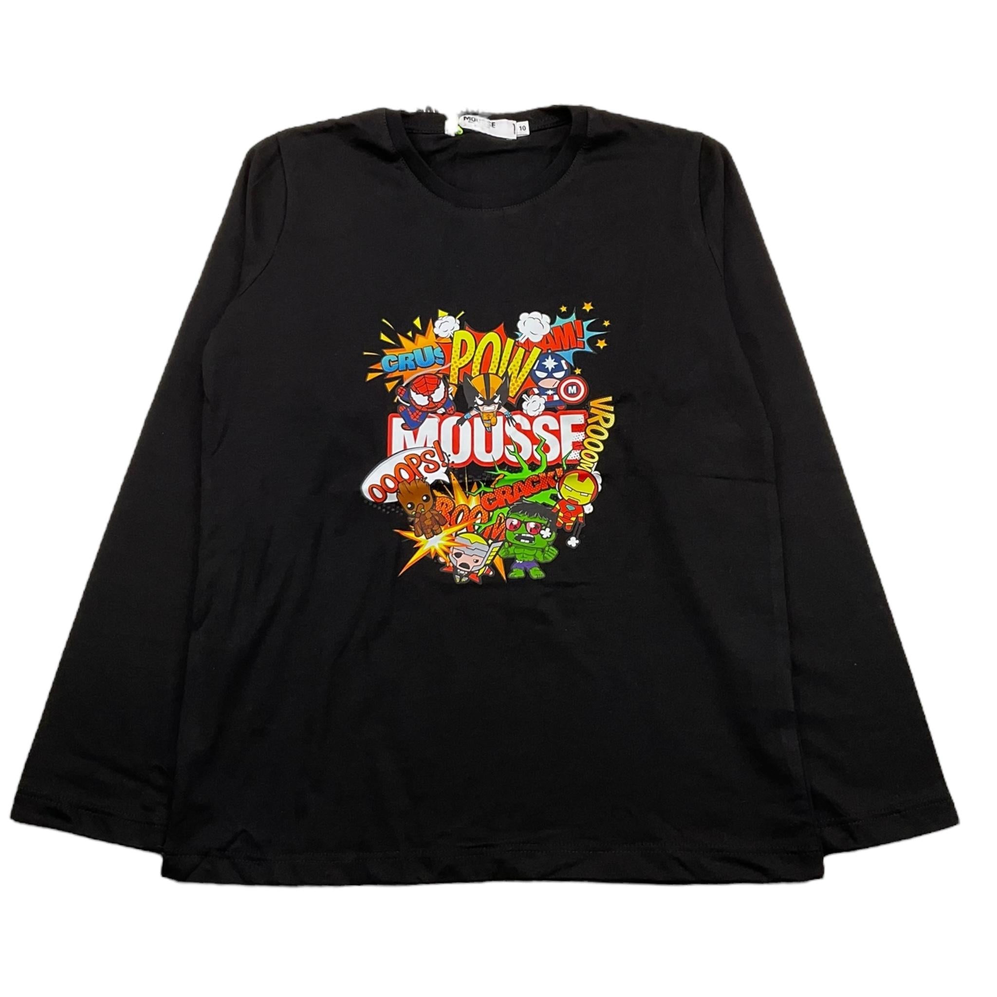 MOUSSE shirt girocollo tinta unita con stampa marvel Nero per Bambino HKTL371B NERO MOUSSE 