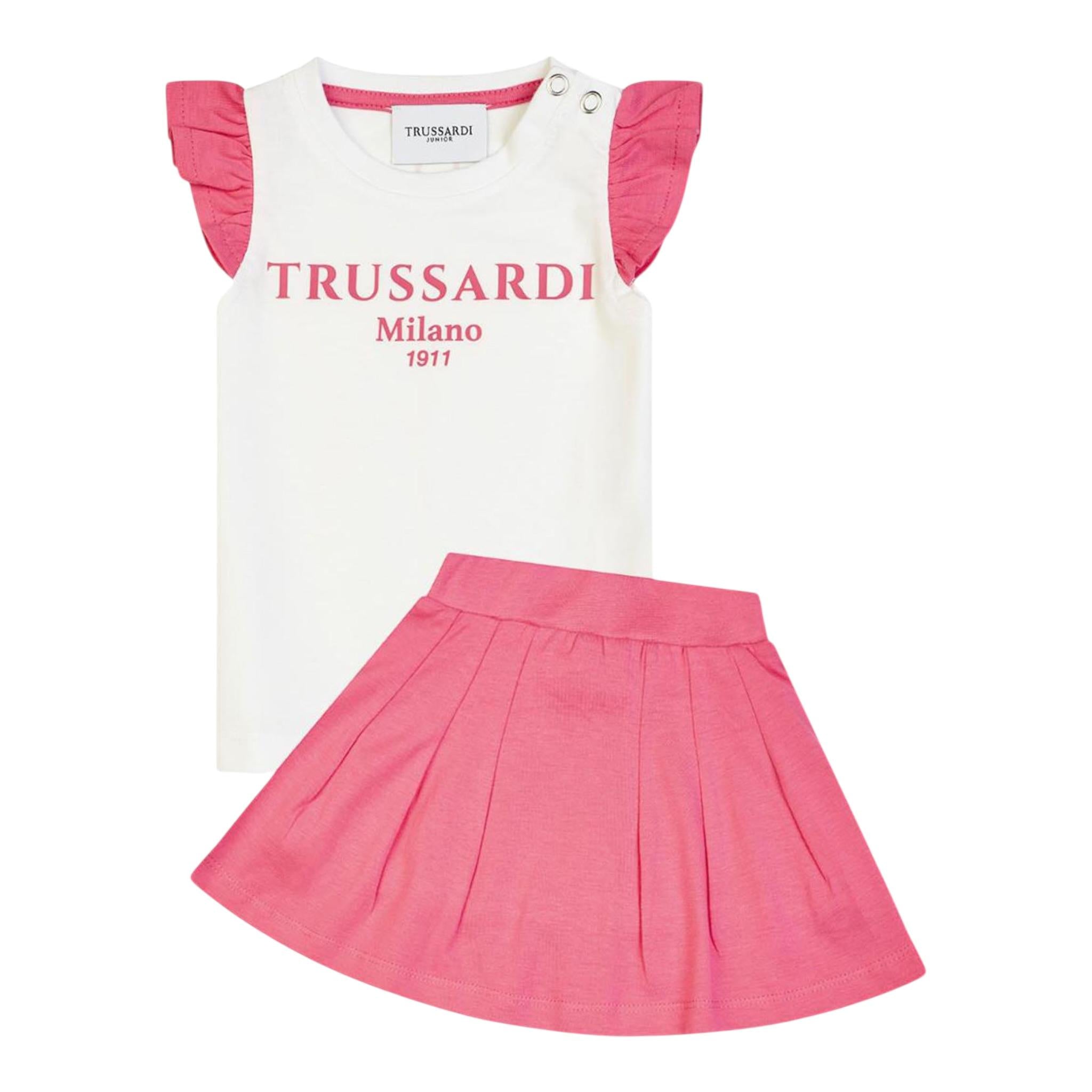 Trussardi Completo 2 Pezzi Canotta-Gonna Bicolore Bianco/Fuxia per Neonata TIP5006CJ BIANCO/FUXIA TRUSSARDI 