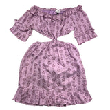 Minimo – Halbarm-Kleid mit einfarbiger San Gallo-Spitze in Lila für Mädchen