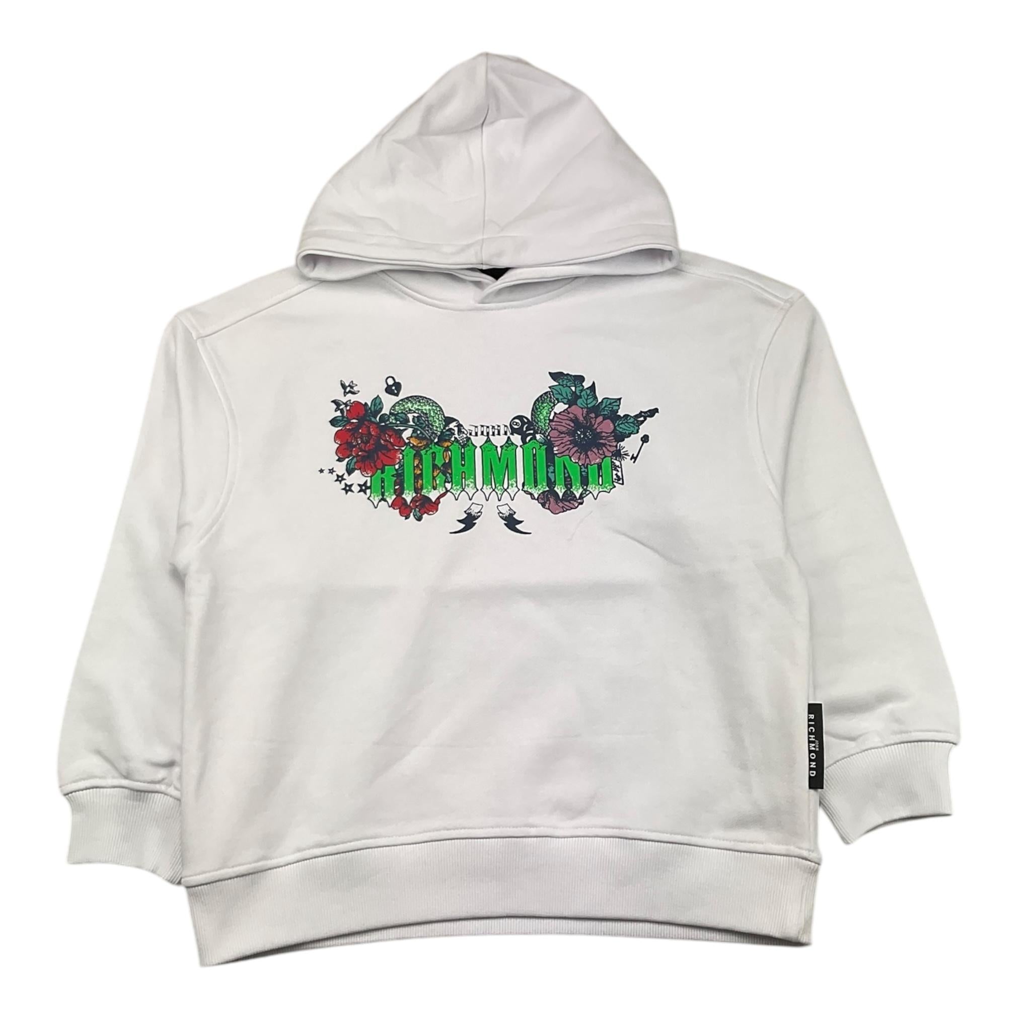 JOHN RICHMOND felpa chiusa con cappuccio tinta unita con stampa in contrasto Bianco per Bambino RGA25099FE BIANCO JOHN RICHMOND 