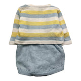 Marlu‘ 3-teiliges Set Shirt-Cardigan-Blauer Strampler für Neugeborene