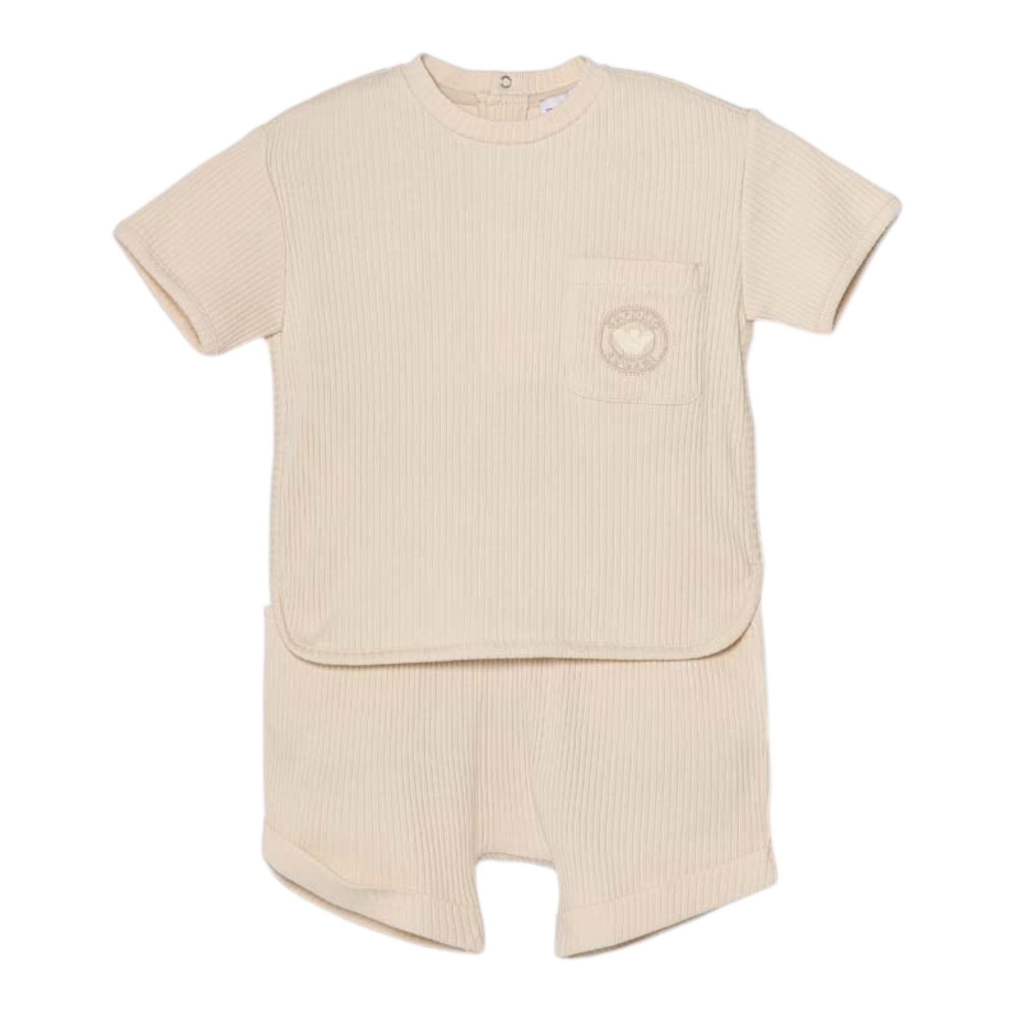 Emporio Armani Completo 2 Pezzi T-Shirt In Filo-Bermuda per Neonato 3DHVJ5 BEIGE EMPORIO ARMANI 