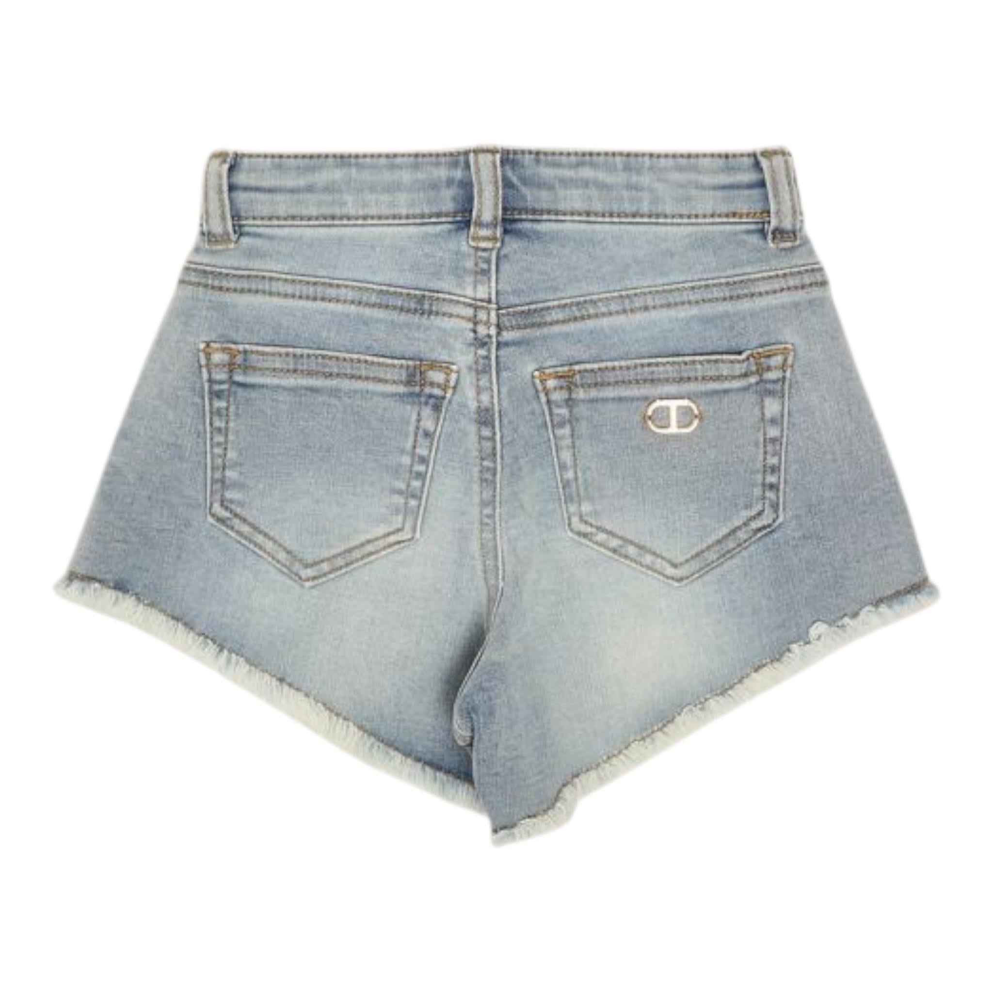 Twinset Short In Denim Tinta Unita con Girovita Regolabile per Bambina 251GJ2521XXX AZZURRO TWINSET 