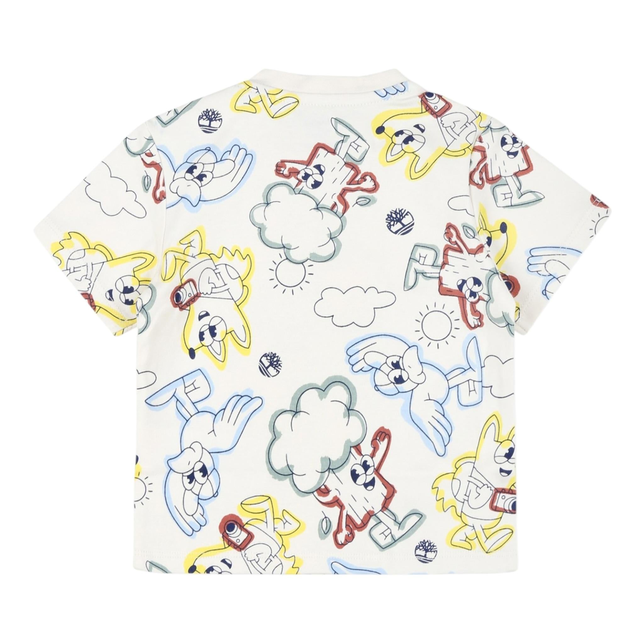 Timberland T-Shirt Girocollo Tinta Unita con Stampe per Neonato T60386X PANNA TIMBERLAND 